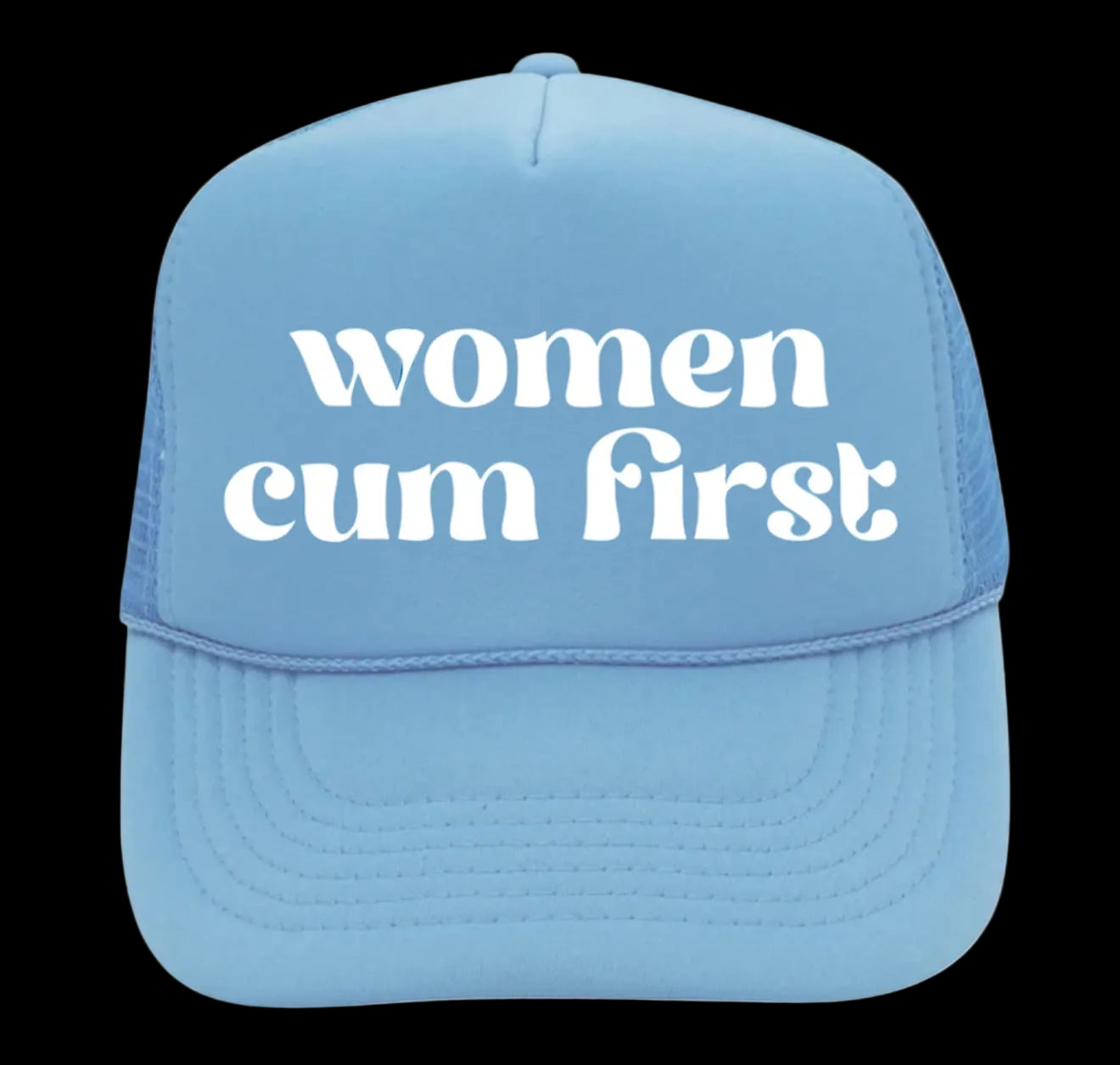 Women Cum First Trucker Hat Light Blue/White *Pre-Order*